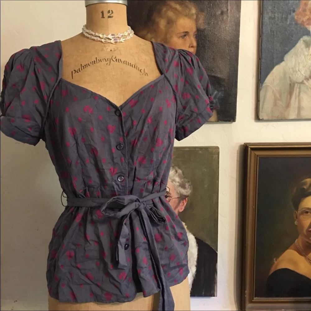 Anthro Vintage Retro Blouse Size 12